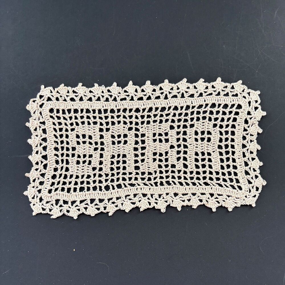 SARA Handmade Doily Ecru Crochet Lace Cottagecore Country Granny Gift